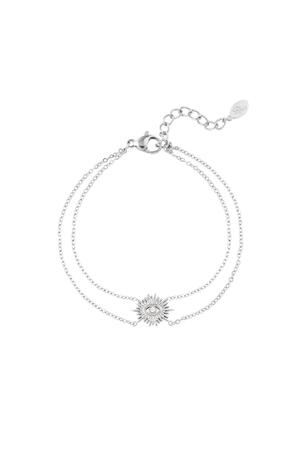 Bracelet double chain with charm Silver Stainless Steel h5 