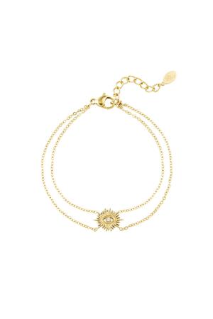 Bracelet double chain with charm Gold Stainless Steel h5 