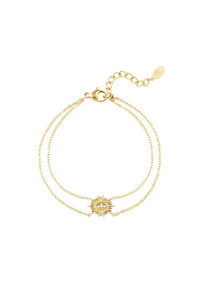 Bracelet double chain with charm Gold Stainless Steel 