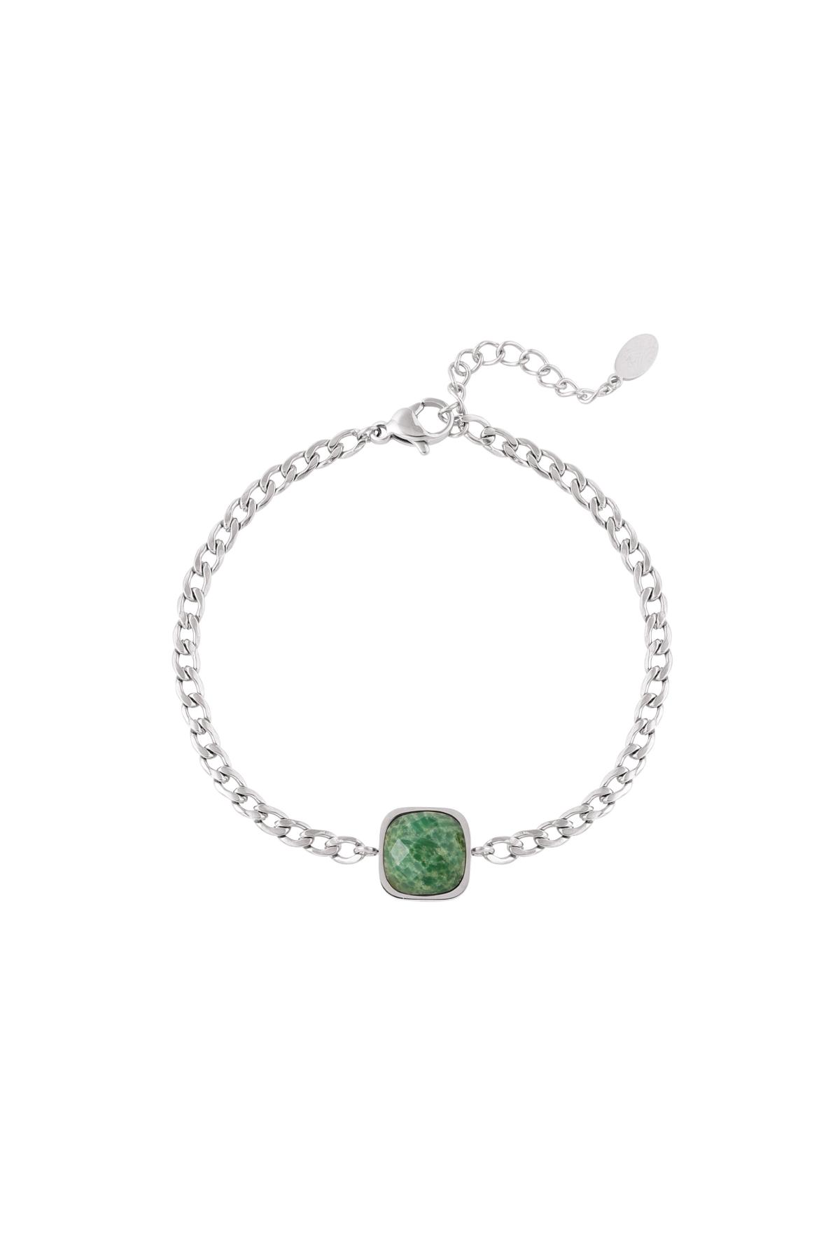 Armband mit Stein einfach Grün &amp; Silber Edelstahl