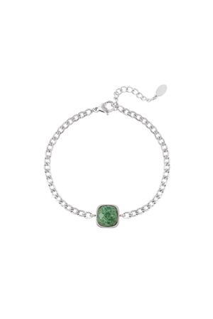 Armband met steen simpel Green & Silver Stainless Steel h5 