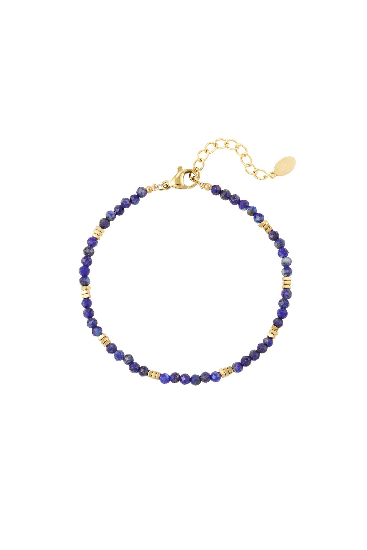 Bracelet colored beads - Natural stones collection Blue & Gold color Stainless Steel 2