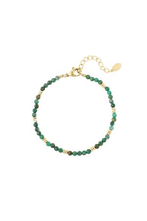 Armbandje gekleurde kralen - Natuurstenen collectie Green & Gold Stainless Steel h5 