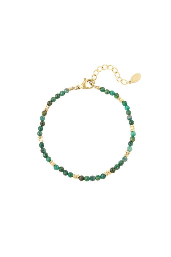 Pulsera perlas de colores - Colección piedras naturales Verde & Oro Acero inoxidable