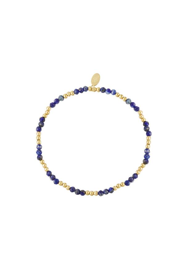 Buntes Perlenarmband - Kollektion Natursteine Blau & Gold Edelstahl