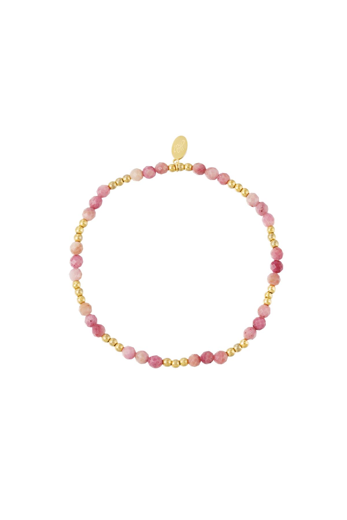 Buntes Perlenarmband - Kollektion Natursteine Rosè & Goldfarbe Edelstahl