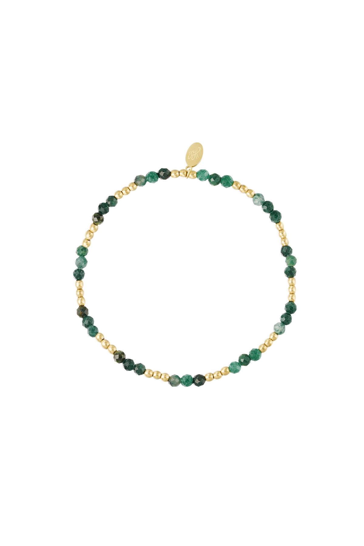 Beaded bracelet colorful - Natural stones collection Green &amp; Gold Stainless Steel