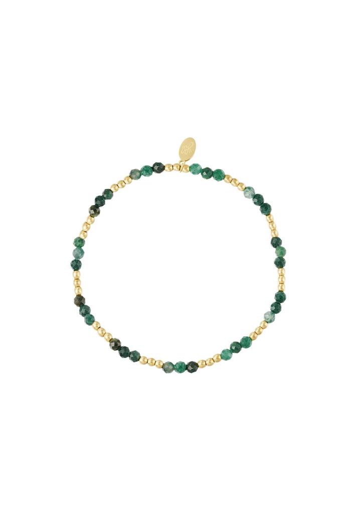 Beaded bracelet colorful - Natural stones collection Green & Gold Stainless Steel 