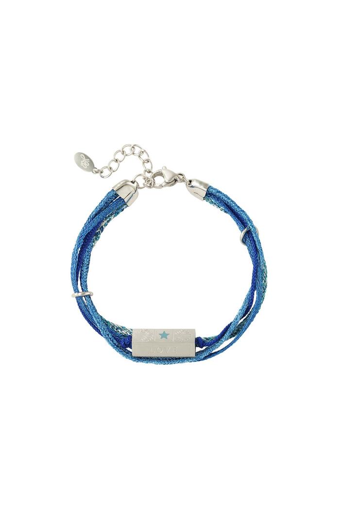Bracelet corde avec breloque love Bleu & Argenté Rope 