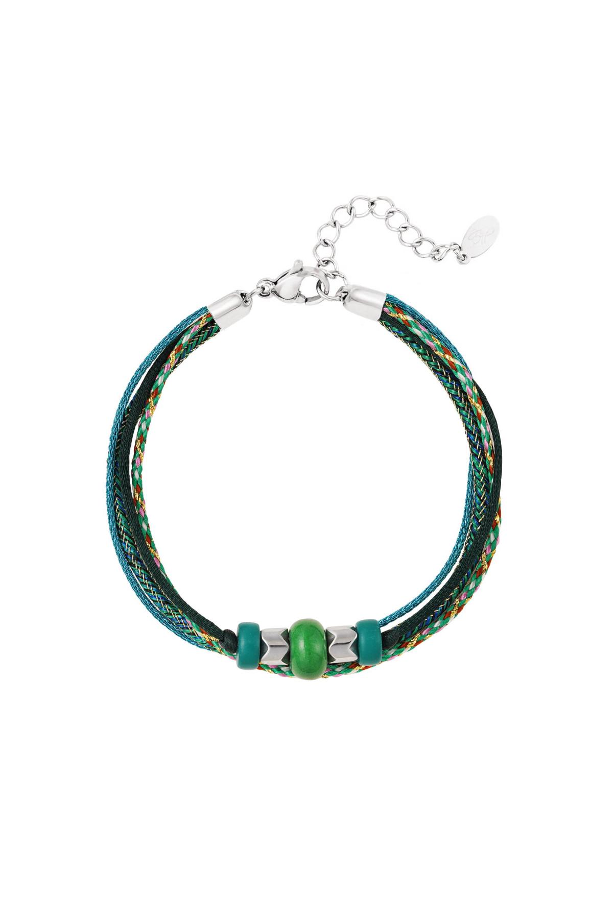 Armbandseil mit Perlen Grün &amp; Silber Rope