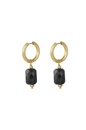 Earrings with rectangular pendant Black & Gold Stainless Steel h5 