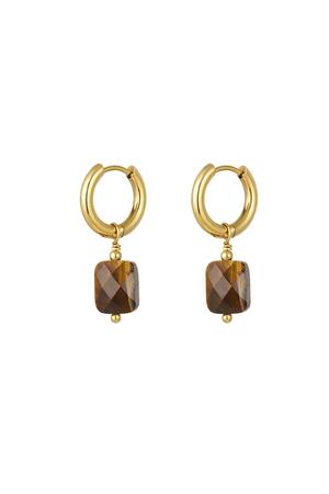Earrings basic with stone Gold Stainless Steel h5 