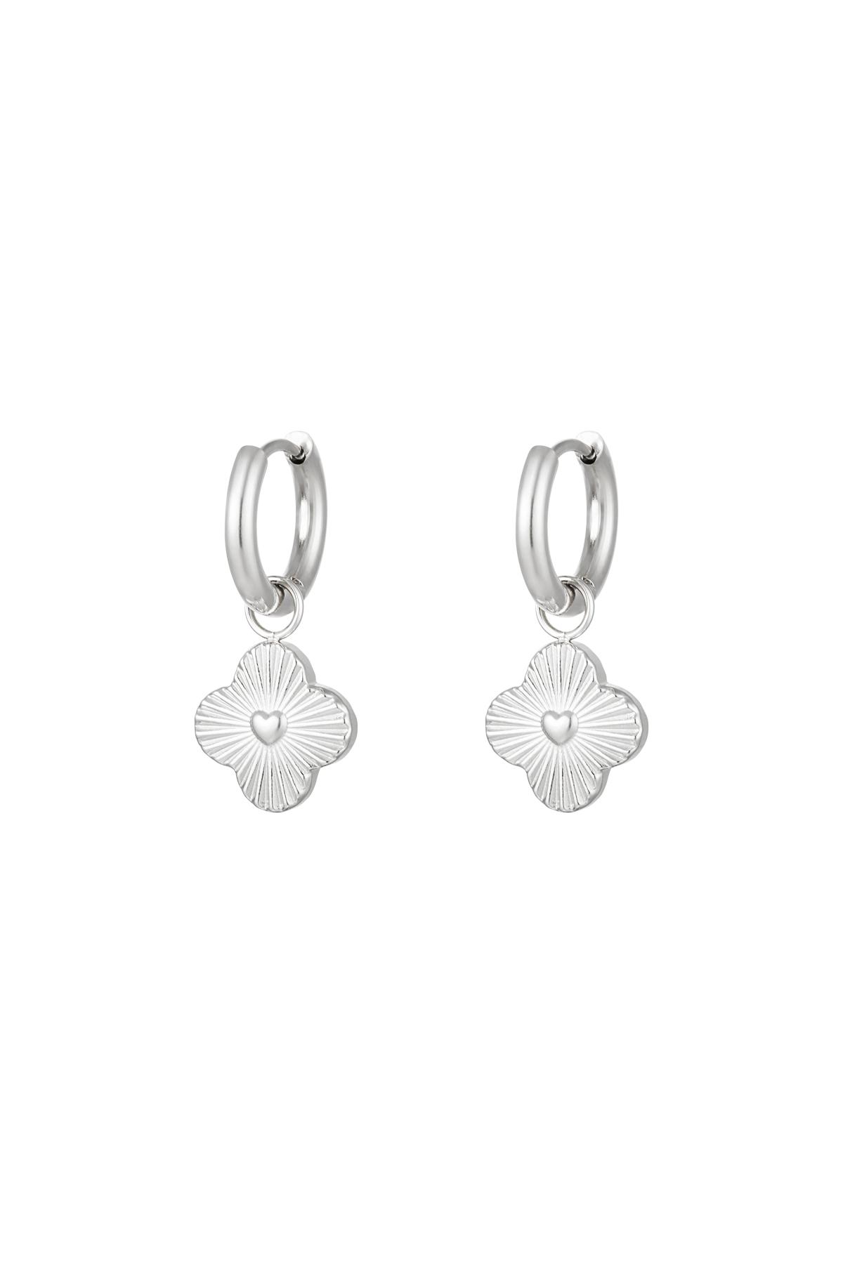 Heart flower earrings Silver Stainless Steel