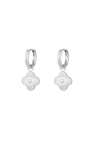 Heart flower earrings Silver Stainless Steel h5 