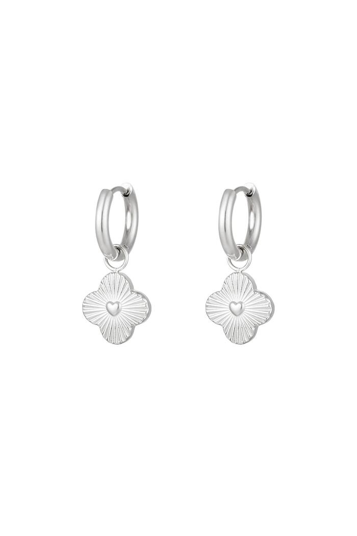Heart flower earrings Silver Stainless Steel 