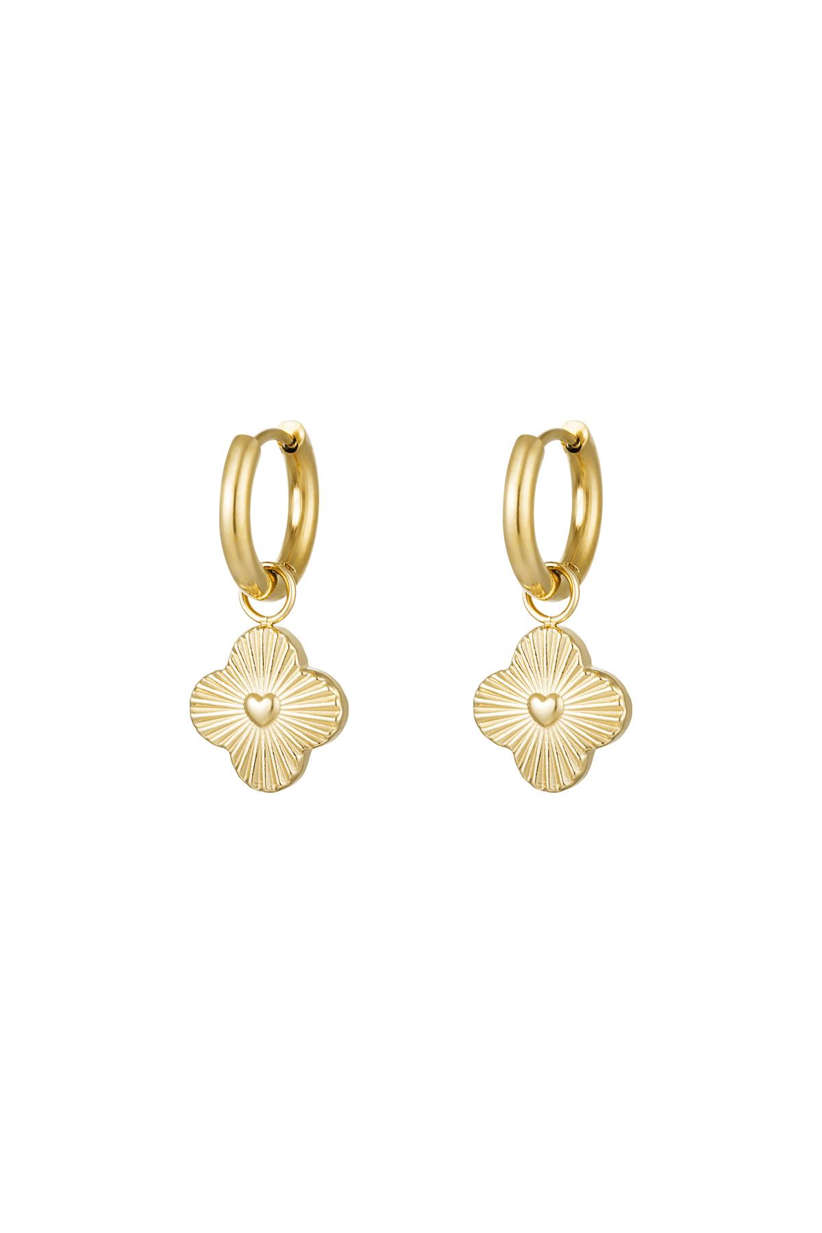 Heart flower earrings Gold Stainless Steel h5 
