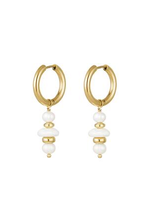 Earrings perfect pearls Gold Stainless Steel h5 