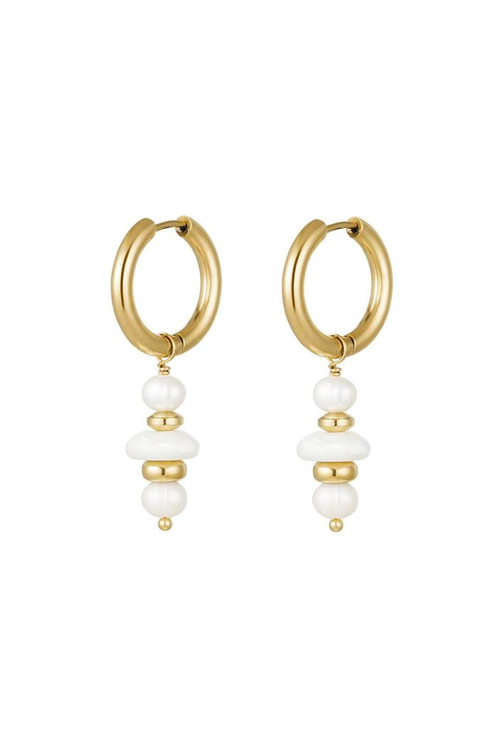 Earrings perfect pearls Gold Stainless Steel 