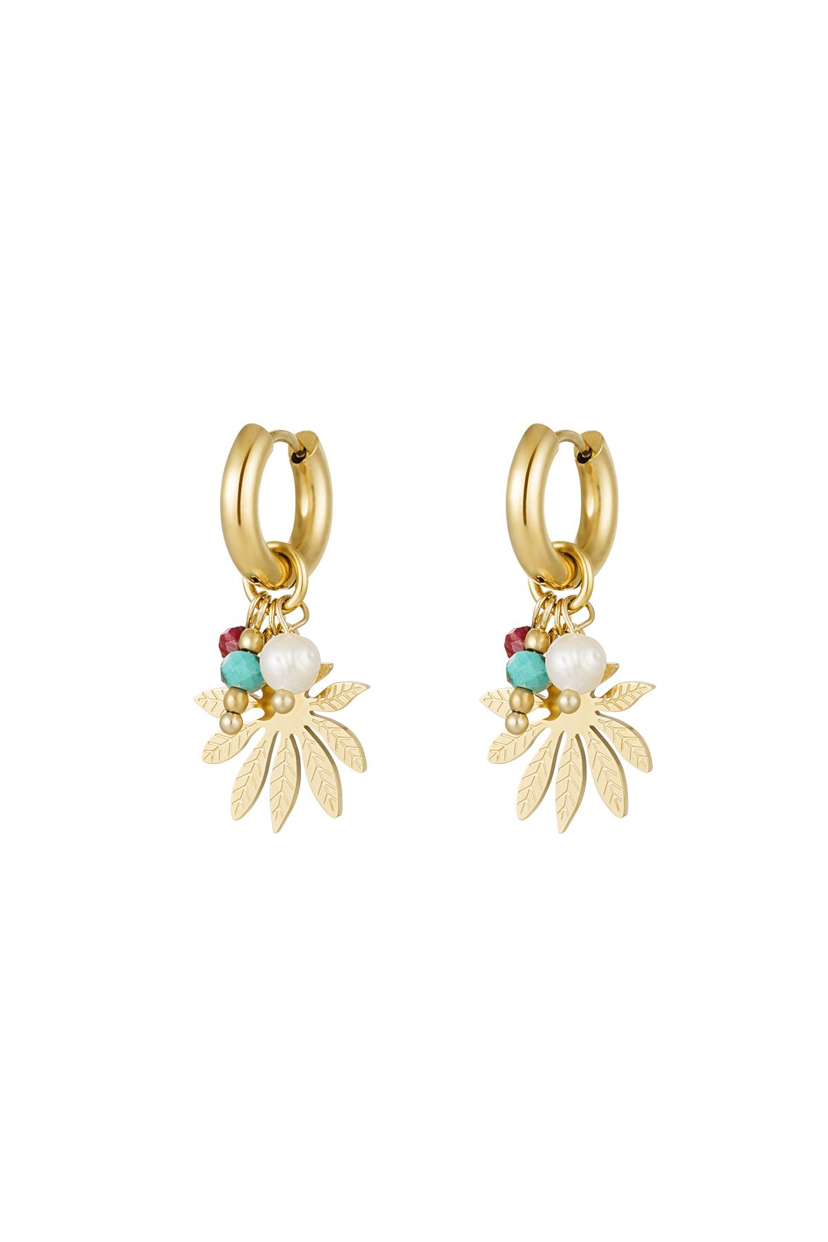 Ohrringe Blume mit Perlen Gold Edelstahl