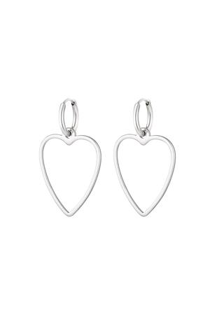 Earrings basic heart Silver Stainless Steel h5 