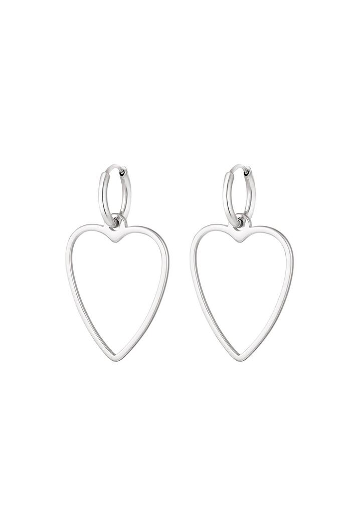 Earrings basic heart Silver Stainless Steel 