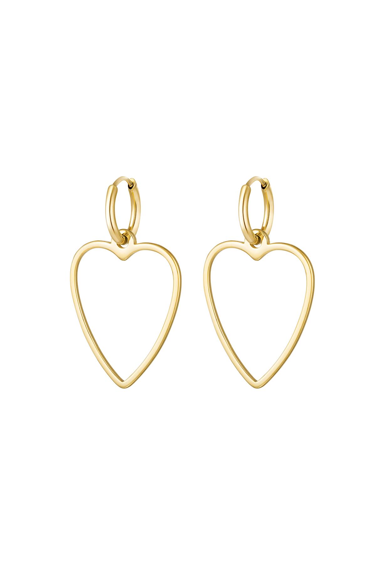 Earrings basic heart Gold Stainless Steel 