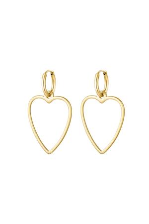 Earrings basic heart Gold Stainless Steel h5 