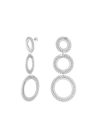 Earrings 3 large circles Silver Stainless Steel h5 