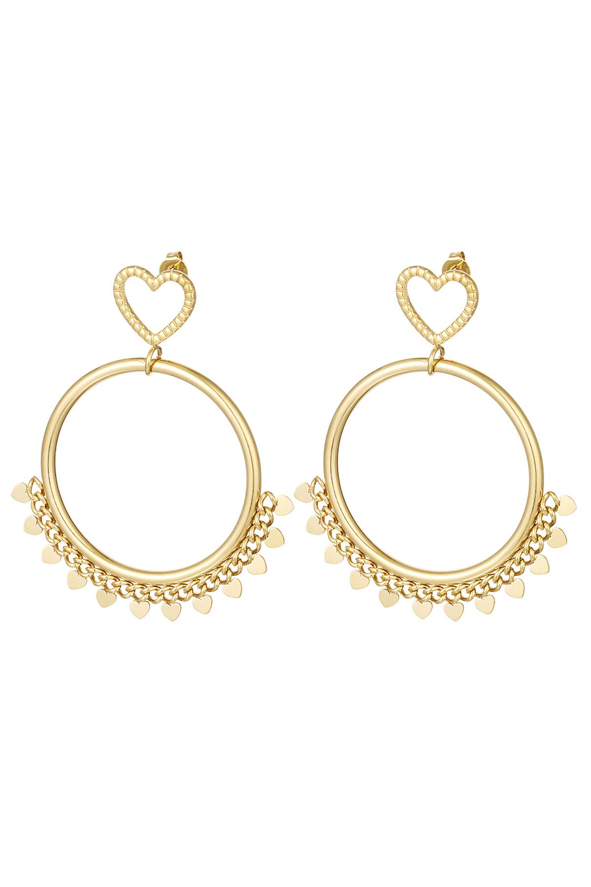Earrings with heart details Gold Stainless Steel