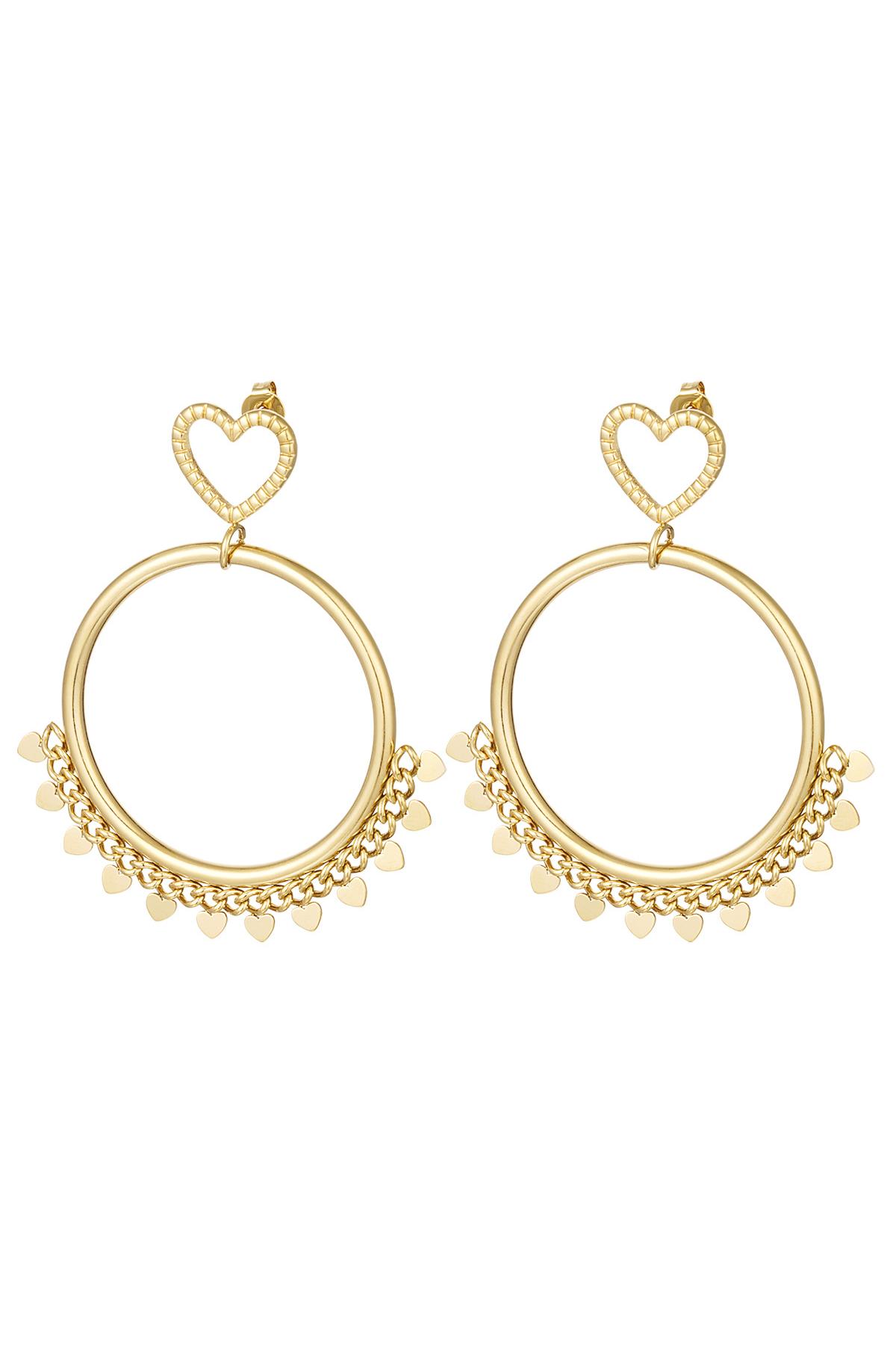 Earrings with heart details Gold Color Stainless Steel 2