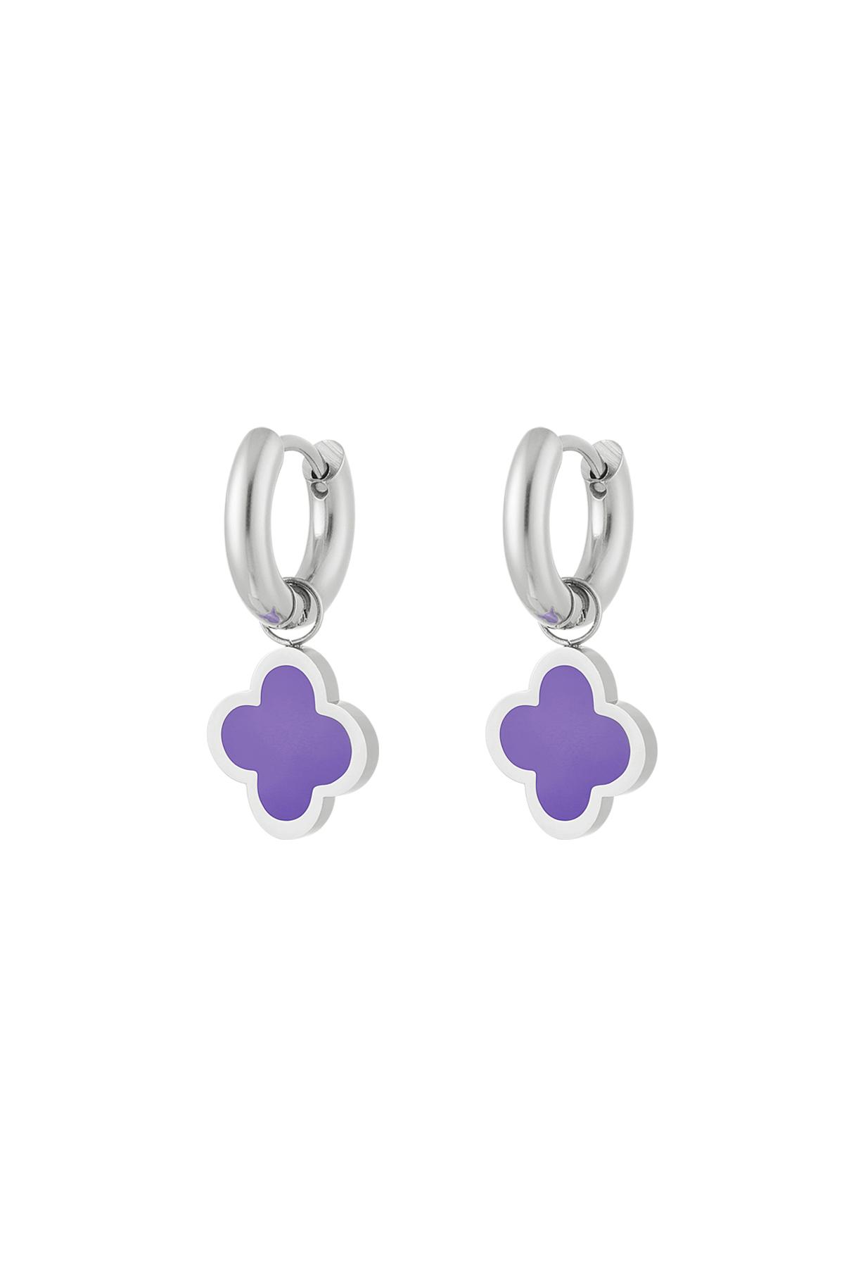 Earrings clover simple colorful Lilac Stainless Steel