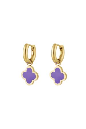 Earrings clover simple colorful Lavender Stainless Steel h5 