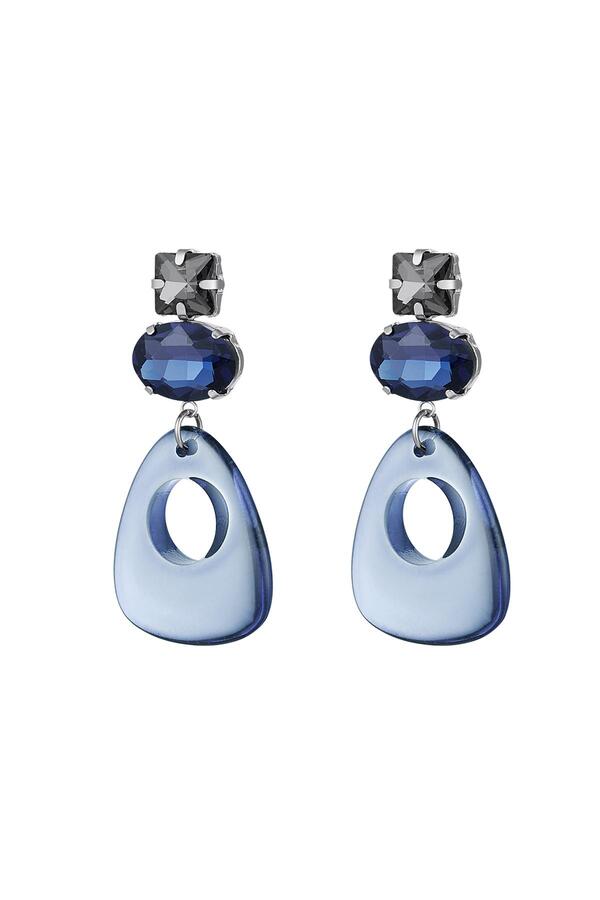 Ohrringe abstrakt & Glasperlen Blau & Silber Edelstahl