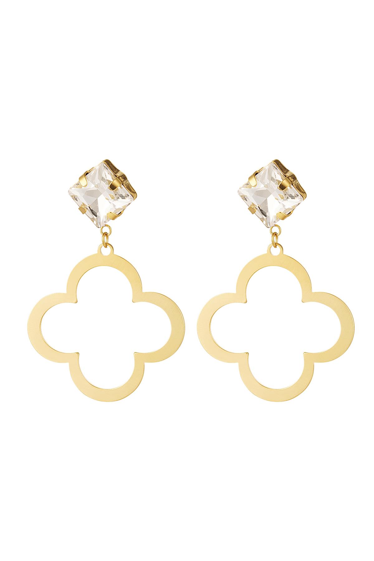 Kleeohrringe mit Glasperlen Gold Edelstahl