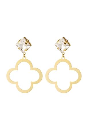 Clover earrings with glass beads Gold Stainless Steel h5 