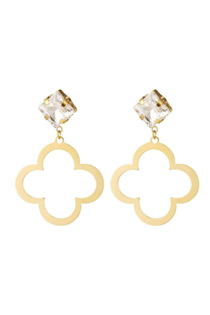 Clover earrings with glass beads Gold Stainless Steel 