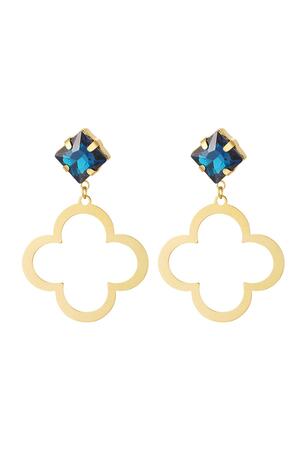 Clover earrings with glass beads Blue & Gold Stainless Steel h5 
