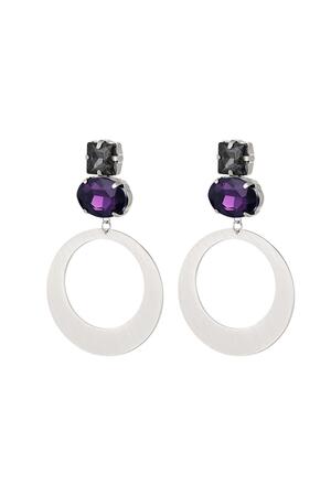 Round earrings with glass beads Silver Stainless Steel h5 