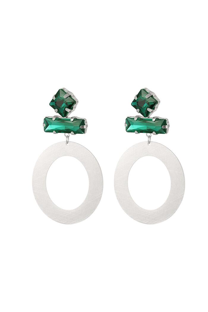 Runde Ohrringe mit Glasperlen Grün & Silber Edelstahl 