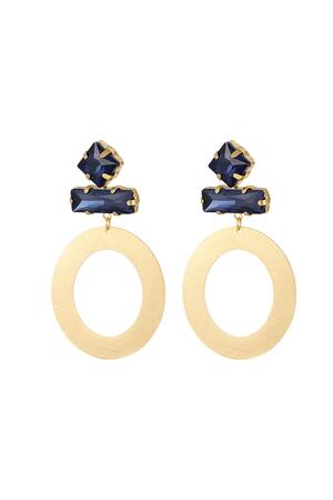 Runde Ohrringe mit Glasperlen Blau & Gold Edelstahl h5 