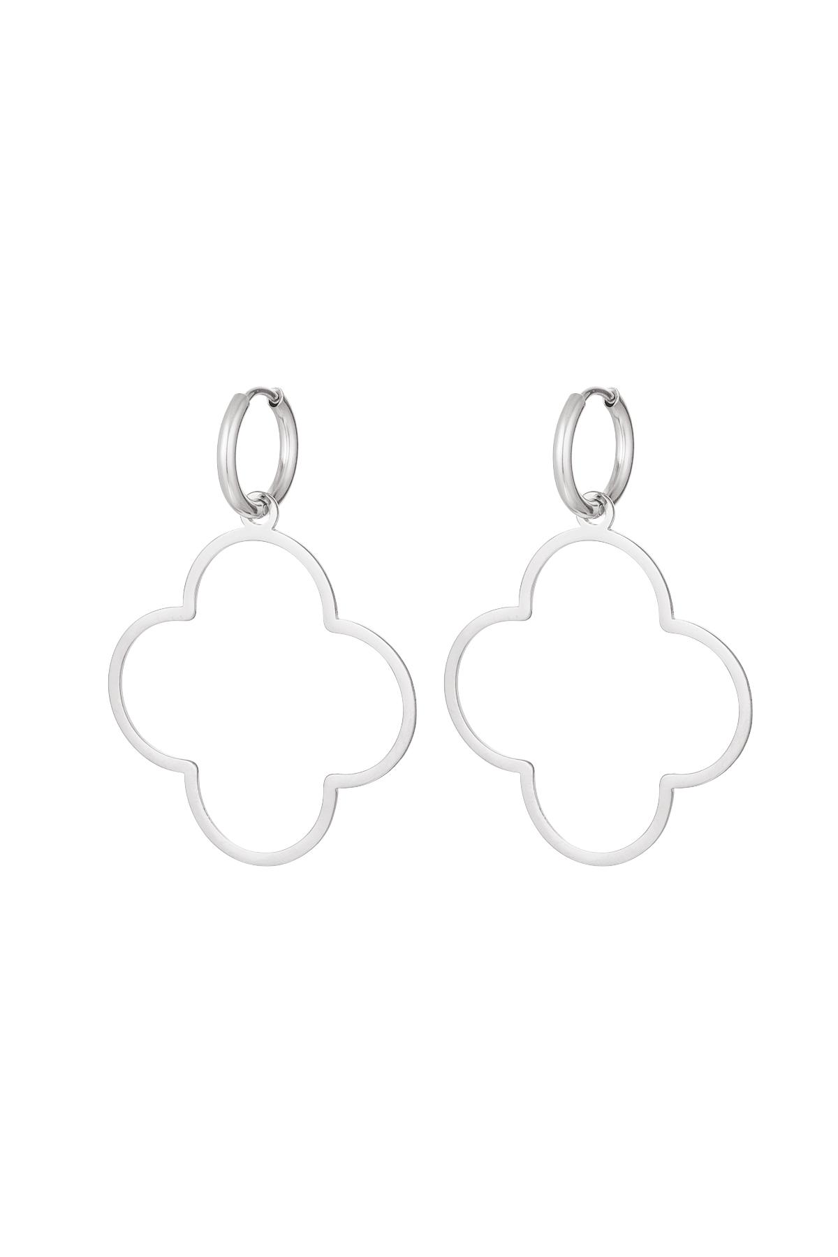 Earrings large clover Silver Color Stainless Steel 2