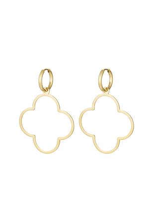 Earrings large clover Gold Stainless Steel h5 
