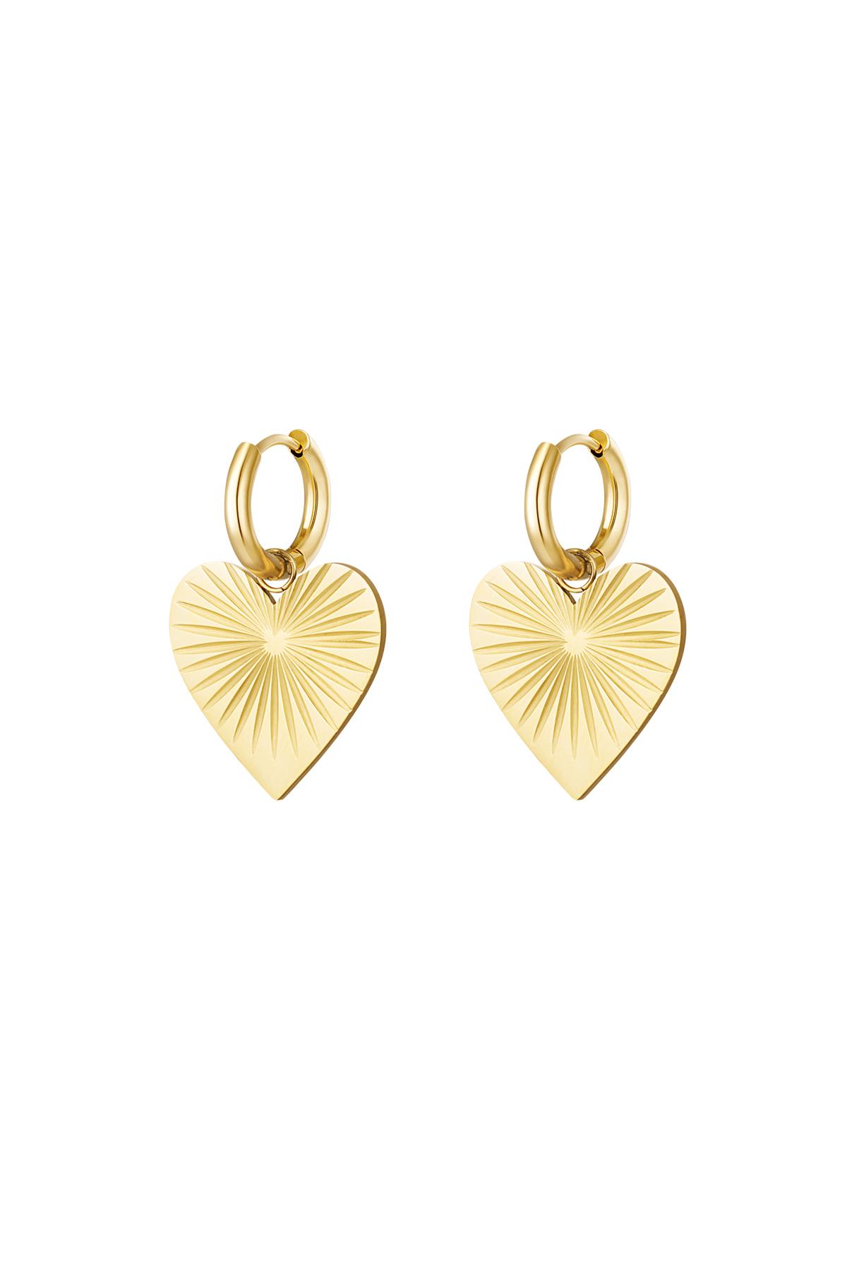 Earrings with heart Gold Stainless Steel