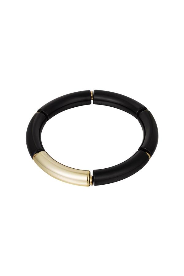 Tube bracelet with print Black & Gold Acrylic