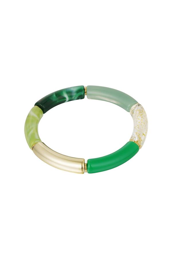 Tube bracelet different colors Green & Gold Acrylic