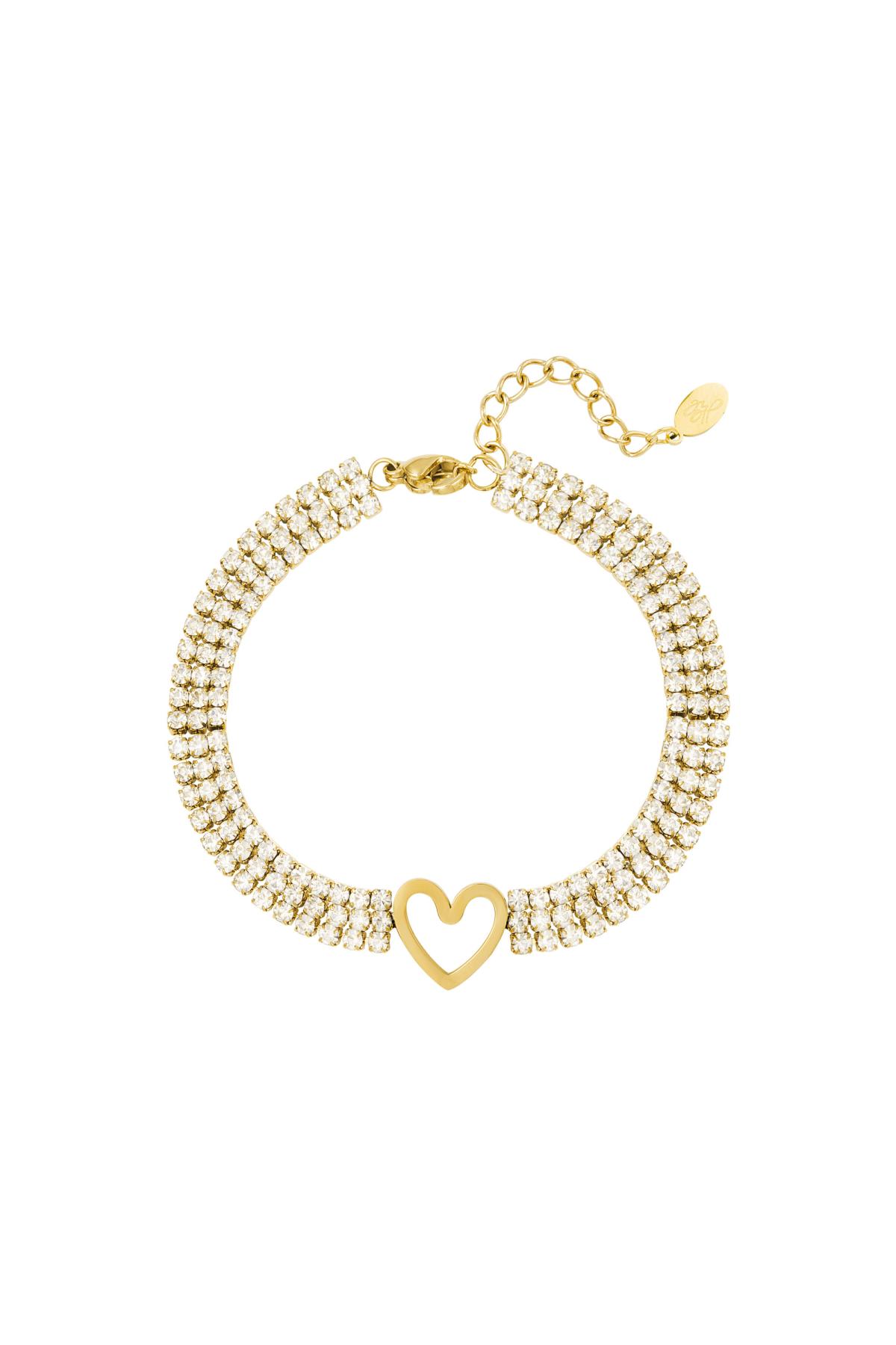 Bracelet heart with zirconia Gold Stainless Steel