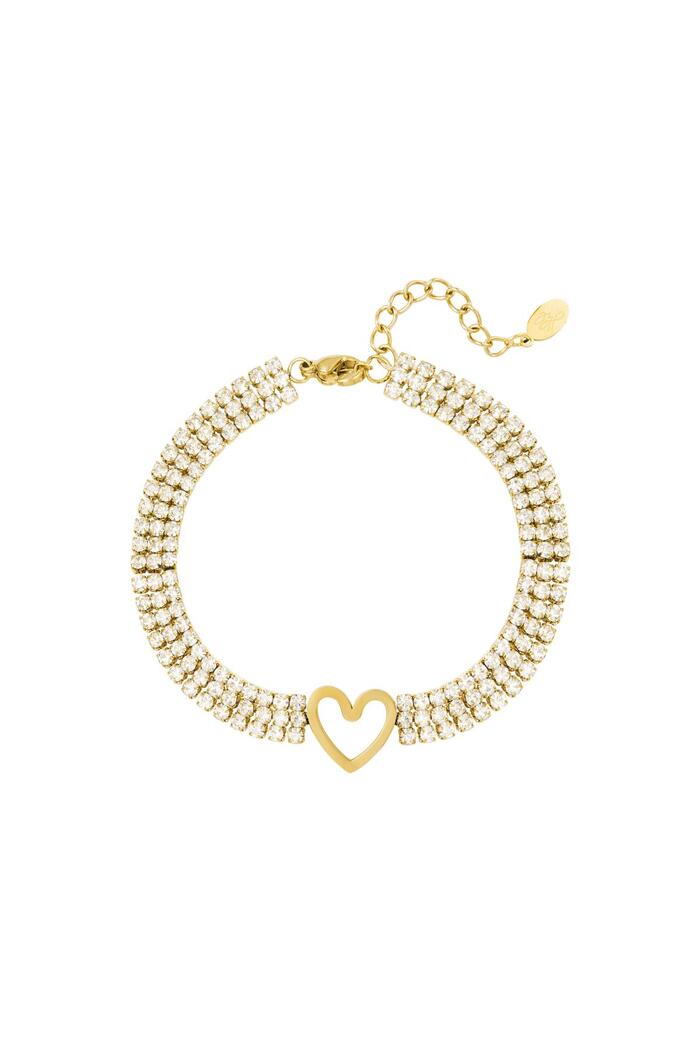 Bracelet heart with zirconia Gold Stainless Steel 