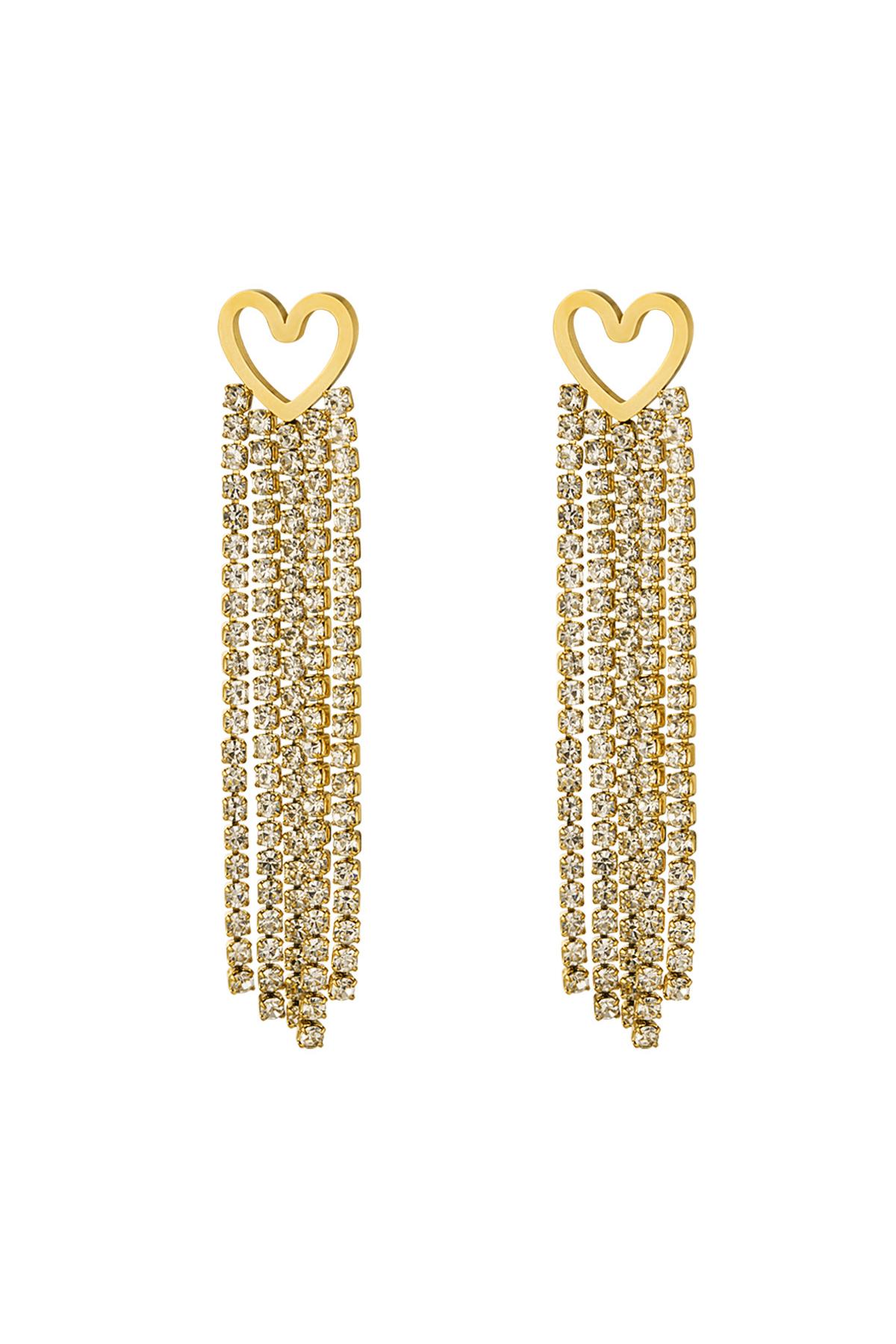 Earrings heart with zirconia Gold Stainless Steel
