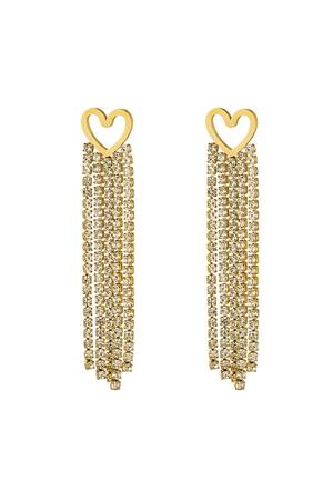 Earrings heart with zirconia Gold Stainless Steel h5 