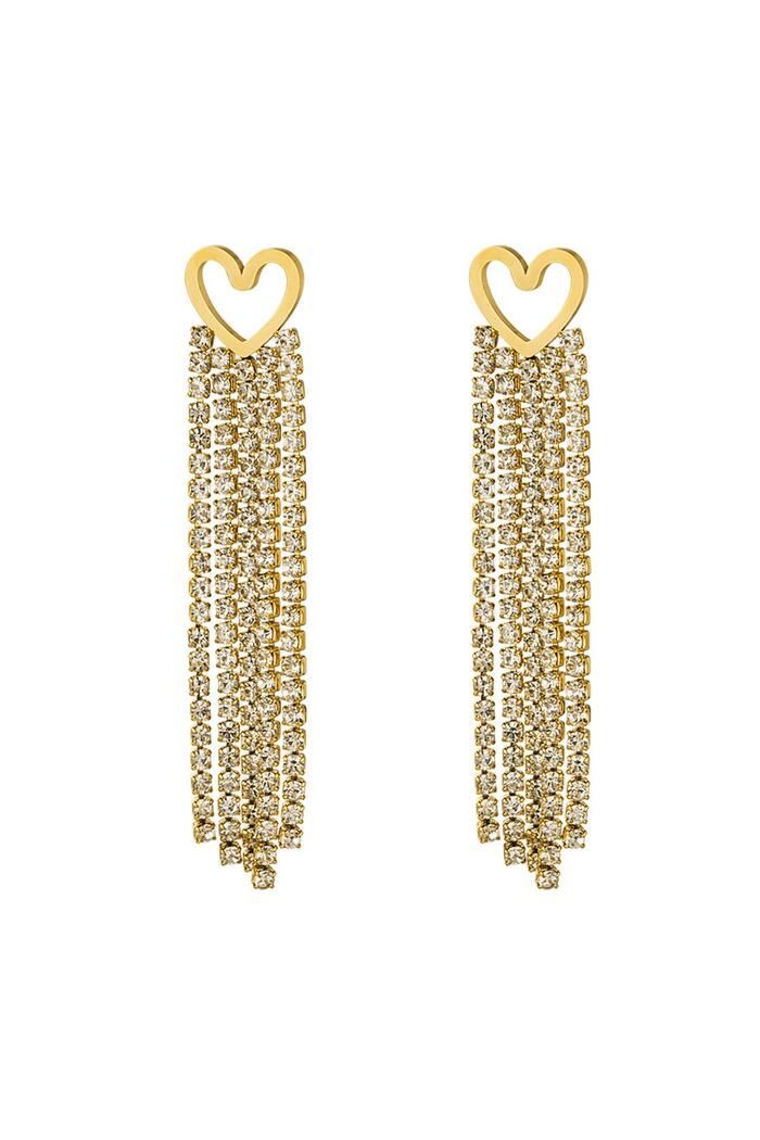 Earrings heart with zirconia Gold Stainless Steel 